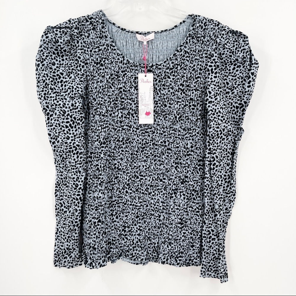 Parker Danna Animal Print Smocked Top